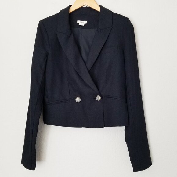 Jason Wu Double Breasted Linen Blend Cropped Blazer Jacket S Black $310 Designer - Picture 3 of 15